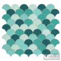 Greens Fish Scale Glass Mosaics for Shower Room